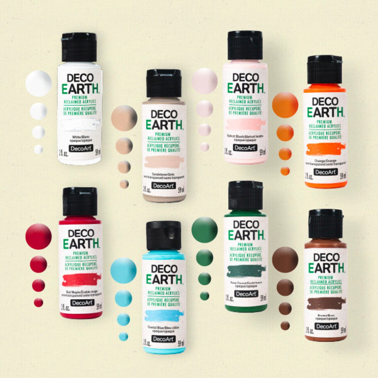 DecoEARTH™ Earth Tone Acrylic Paint Set, 8ct 2oz – Matte Finish, Multi-Surface, High Coverage Craft Paint